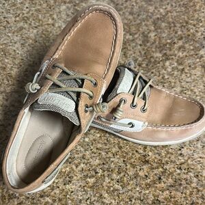 Sperry Tan Boat Shoes with Nautical Design